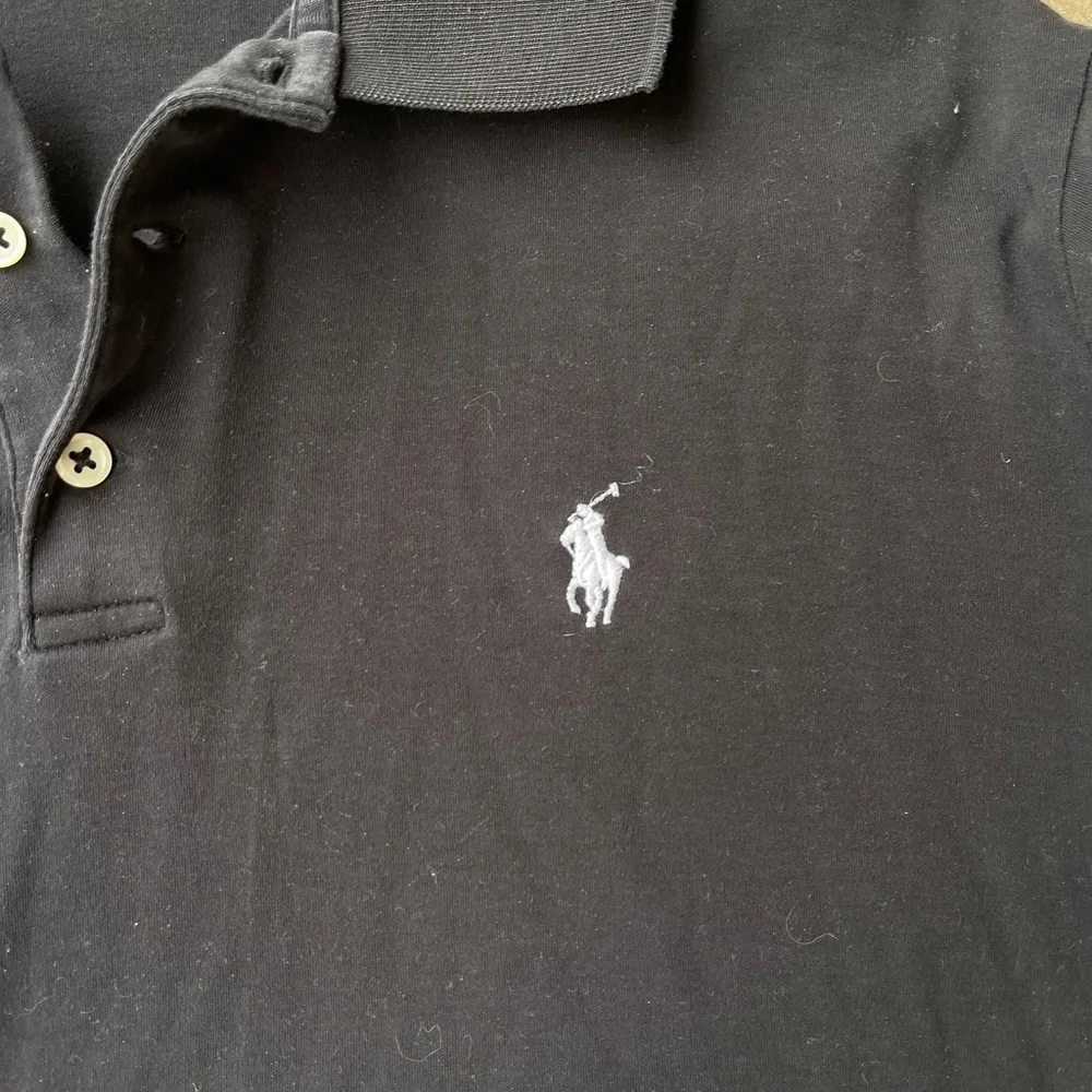 Polo Ralph Lauren Mens Large Black Short Sleeve Pique Polo Shirt White Pony Logo